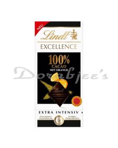 LINDT CHOCOLATE EXCELLENCE 100 COCOA MIT ORANGE 100G