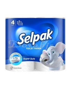 SELPAK TOILET ROLL PLAIN 3PLY 4ROLLS/PACK