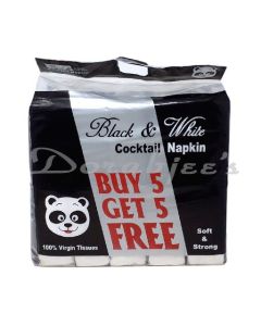 BLACK & WHITE NAPKINS 1PLY 5 PLUS 5