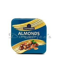 SAPPHIRE  FRUIT AND   NUT MILK CHOCOLATE ALMOND NUTS SQUARE TIN 90G