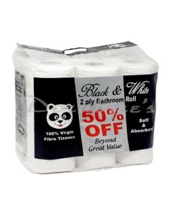 BLACK & WHITE 2PLY BATH ROOM ROLL 12S