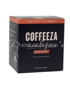 COFFEEZA  DARK ROAST POUR OVER INSTANT COFFEE BAG BOX OF 10