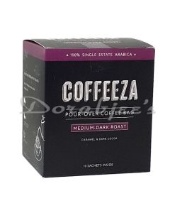 COFFEEZA MEDIUM DARK ROAST POUR OVER INSTANT COFFEE BAG BOX OF 10