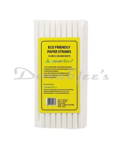 WHITE PAPER STRAW  10MM X  200MM BIODEGRADABLE AND ECO FRIENDLY