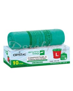 CRYSTAL COMPOSTABLE GARBAGE BAG 24 X 32 GREEN LARGE  10 PCS