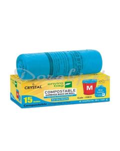 CRYSTAL COMPOSTABLE GARBAGE BAG 19 X 21 BLUE MEDIUM 15 PCS