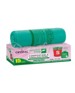 CRYSTAL COMPOSTABLE GARBAGE BAG 17 X 19 GREEN SMALL  15 PCS