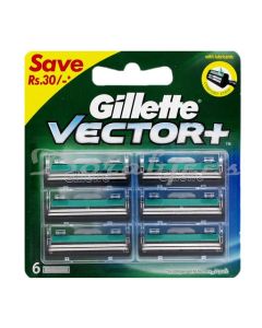 GILLETTE VECTOR PLUS SHAVING BLADE CARTRIDGE  6S