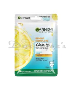 GARNIER BRIGHT COMPLETE ANTI PIMPLE SHEET MASK NIACINAMIDE AND VITAMIN C SERUM 23G