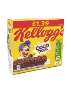 KELLOGG COCO POPS 6 CEREAL BAR IMPORTED MADE IN UK 6 20G BOX