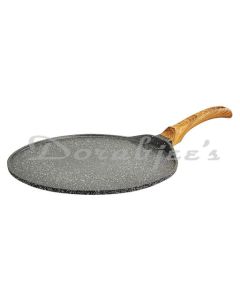 BOROSIL VAJRA DIE CAST NON STICK ALUMINUM FLAT TAWA WOODEN FINISH HANDLE 5MM THICK 300MM