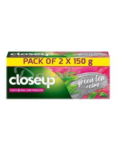 CLOSE UP GREEN TEA AND CLAY TOOTHPASTE 150 G PACK OF 2