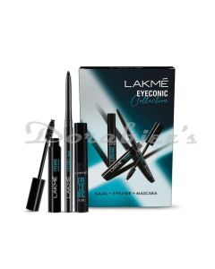 LAKME EYECONIC COLLECTION  EYE REGIME KIT KAJAL PENCIL MASCARA EYE LINER BLACK GLOSSY