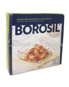 BOROSIL SQUARE DISH WITH PLASTIC LID 1600ML