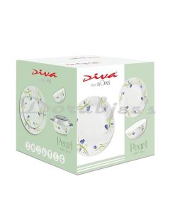 LA OPALA DIVA BY PEARL COLLECTION, OPAL GLASS DINNER SET 35 PCS, INDIGO BLISS