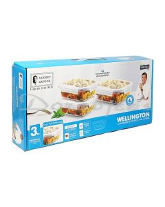 SANJEEV KAPOOR WELLINGTON RECTANGULAR CONTAINER 2X400 ML + 1X640 ML  SET OF 3 PCS