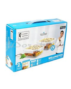 SANJEEV KAPOOR WELLINGTON RECTANGULAR CONTAINER 2X400 ML  SET OF 2 PCS  WITH GIFT BOX