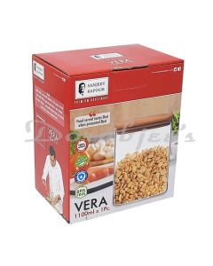 SANJEEV KAPOOR VERA BOROSILICATE RECTANGLE JAR 1100 ML  1 PC  WITH GIFT BOX