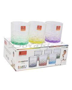 SANJEEV KAPOOR BAKU WHISKEY COLOURED GLASS 330 ML  SET OF 6 PCS  WITH GIFT BOX