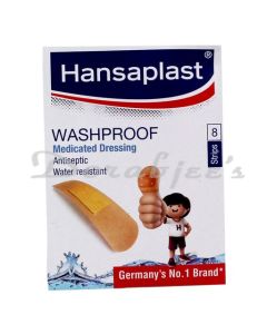 HANSAPLAST WASHPROOF MEDICATED DRESSING STRIPS 8S