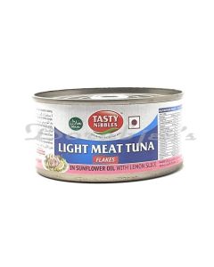 TASTY NIBBLES LIGHT MEAT TUNA FLAKES SUNFLOWER OIL LEMON 185G