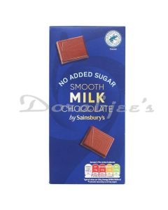 SAINSBURYS MILK CHOCOLATE NO ADDED SUGAR BAR  100G