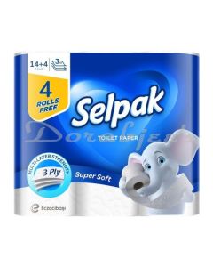 SELPAK TOILET TISSUE ROLL 3PLY 14 PLUS 4 ROLLS FREE ON PACK