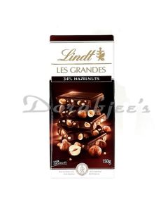 LINDT CHOCOLATE DARK CHOC 34% HAZEL 150G