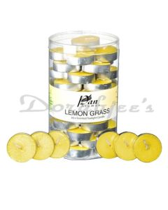 PAN AROMAS 45PK TEA LIGHT CANDLE LEMON GRASS 450G