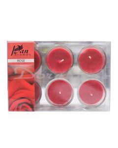 PAN AROMAS 6PACK VOTIVE GLASS CANDLE  ROSE