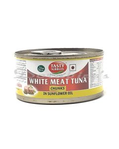 TASTY NIBBLES WHITE MEAT TUNA CHUNKS SUNFLOWER OIL 185 G