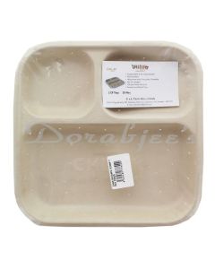 CHUK BIO DEGRADABLE BAGASSE EATSAFE 3COMP TRAY  25NOS