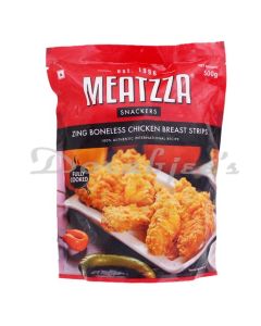 MEATZZA FROZEN CHICKEN ZING BONELESS BREAST STRIPS 500G