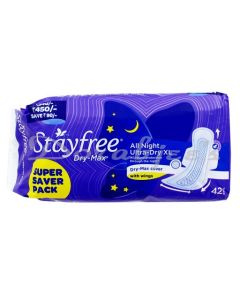 STAYFREE  DRYMAX ALL NIGHT ULTRA DRY SANITARY PADS 42~S